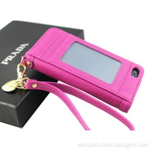 Custom PU leather wallet cases for iPhone 5/5S, card pocket, smart view window, mirror